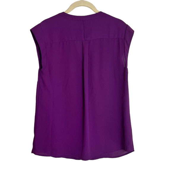 The Limited Womens Chiffon Blouse Small Dark Wine Cap Sleeve Split Neck Sheer - Picture 3 of 6